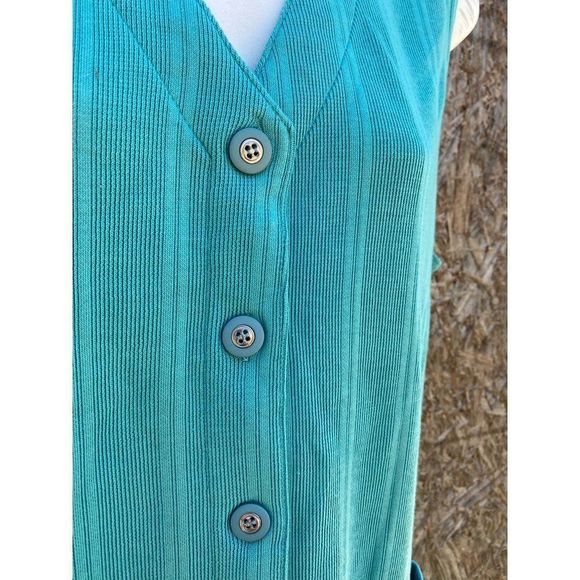 Blast Womens Sweater Vest Green V Neck Pocket Button Side Slit Petites S New - Picture 4 of 8